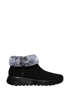 Skechers, Ghete de piele intoarsa cu garnitura de blana sintetica On The Go Joy Skechers, Ghete de piele intoarsa cu garnitura de blana sintetica On The Go Joy