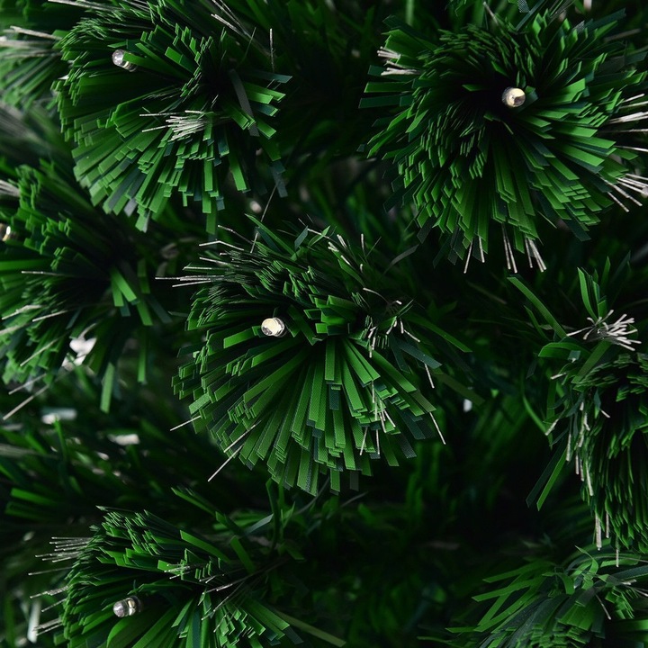 Изкуствена елха, ProCart, осветена с оптично влакно и светодиоди, 180 см, включена метална опора