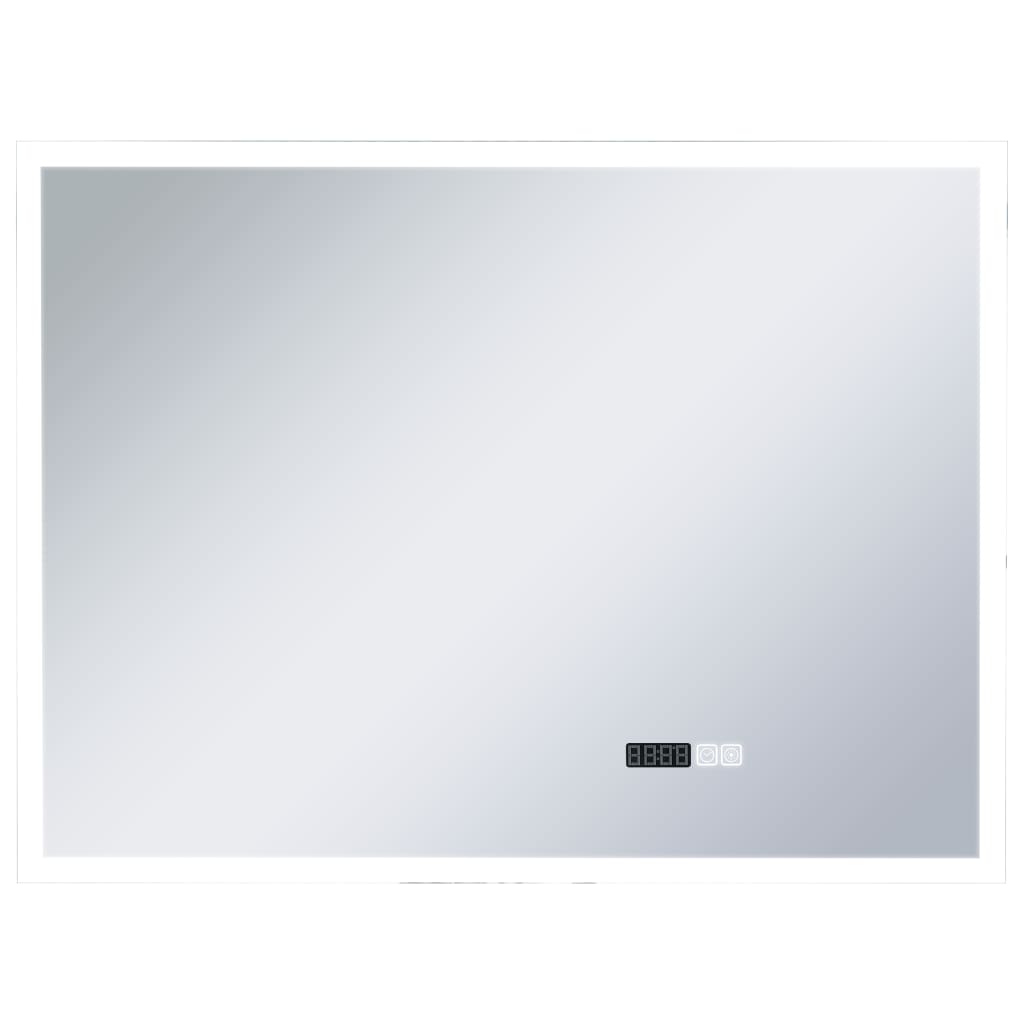 Oglinda cu LED vidaXL, Aluminiu, 80 x 60 cm, Argintiu