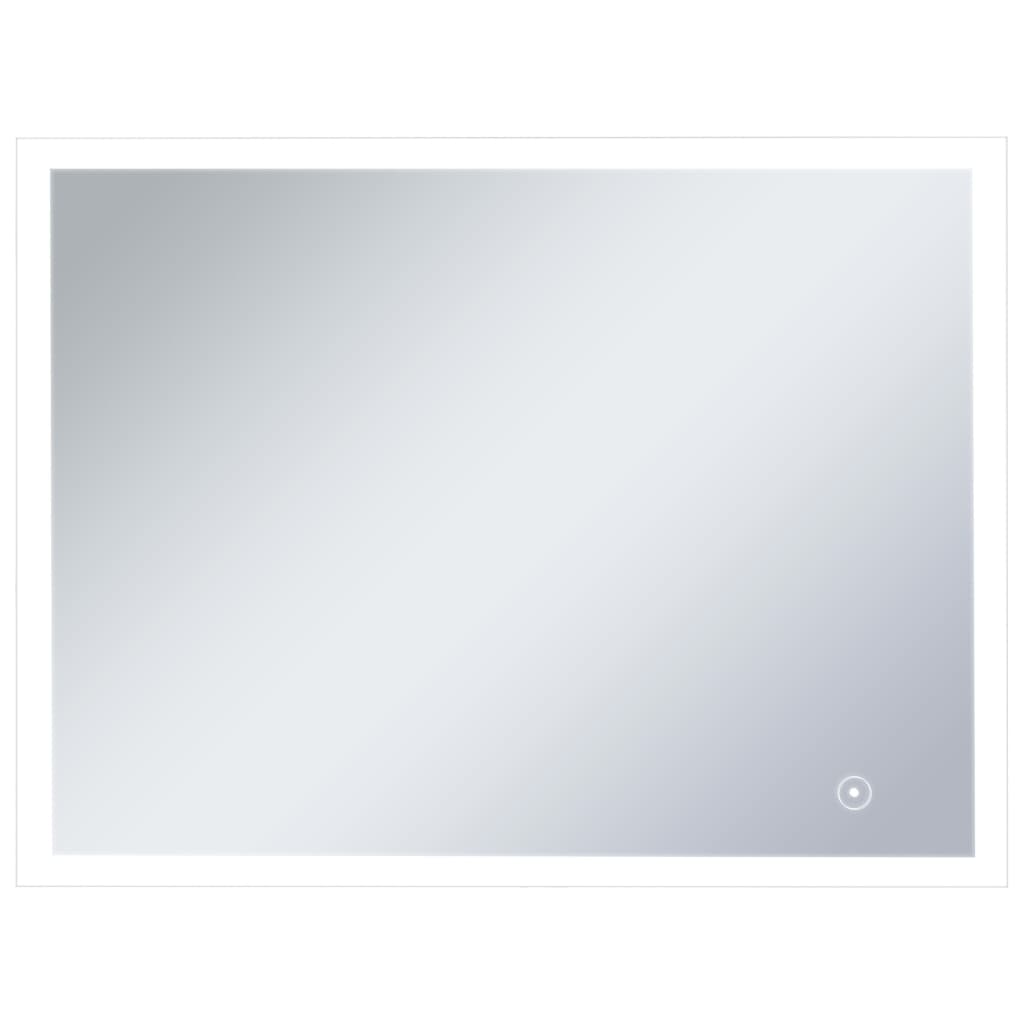 Oglinda cu LED de perete cu senzor tactil, vidaXL, Aluminiu, 80 x 60 cm, Argintiu