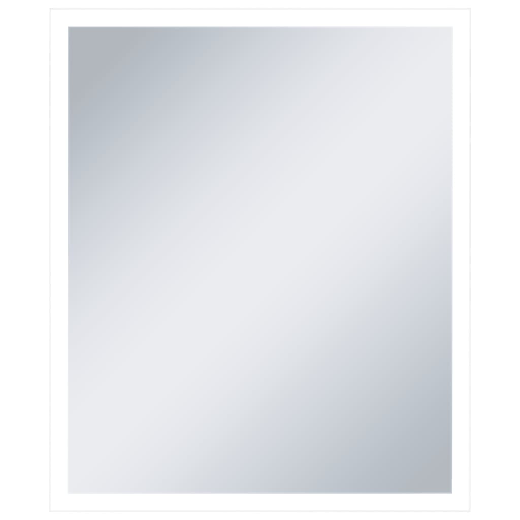 Oglinda cu LED de perete de baie , vidaXL, Aluminiu, 50 x 60 cm, Argintiu