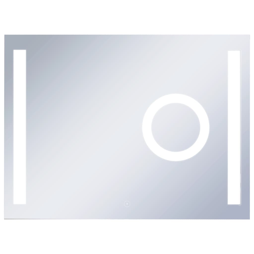 Oglinda cu LED de perete, vidaXL, Sticla, 80 x 60 cm, Argintiu