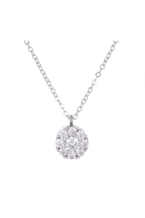 Lant din argint 925 Glossy cu pandantiv incrustat cu pietre de zirconiu, 40 cm, ideal cadou, aniversare, sarbatori