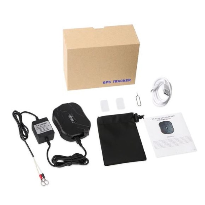 GPS Traker In Timp Real TK905 Magnet Puternic Alarma Miscare Perimetru Viteza Soc Urmarire Si Localizare Auto Moto Standby 90 Zile + Incarcator 12v - 24v