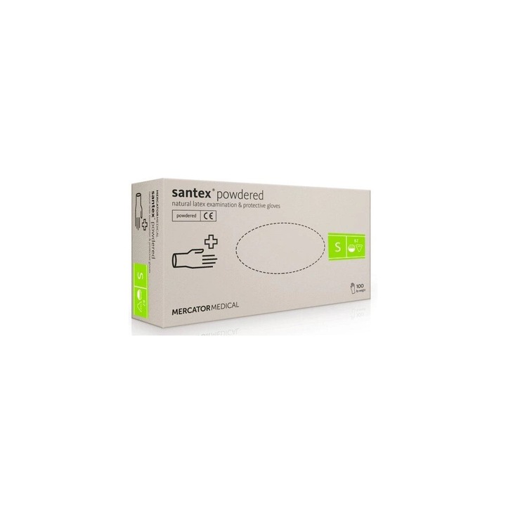 Mercator Medical Santex latex gumikesztyű púderes, S méretben - 100 db/doboz