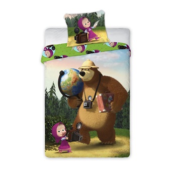 Lenjerie de pat copii, FARO MASHA 035, Multicolor, 100% bumbac Lenjerie de pat copii, FARO MASHA 035, Multicolor, 100% bumbac