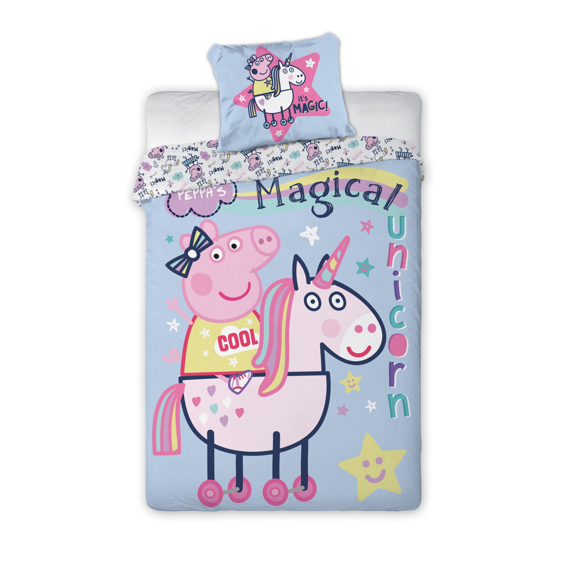Lenjerie de pat copii, FARO PEPPA PIG 022, 140x200 cm, Multicolor, 100% bumbac