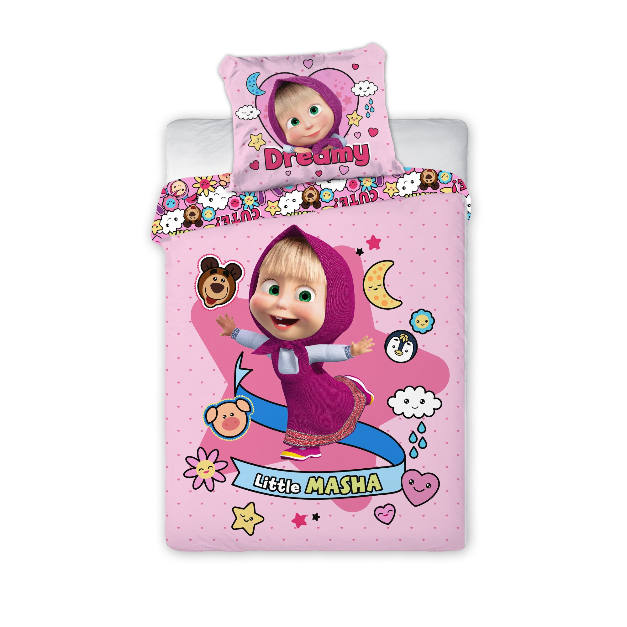 Lenjerie de pat copii, MASHA AND THE BEAR 055, Multicolor 100x135 cm