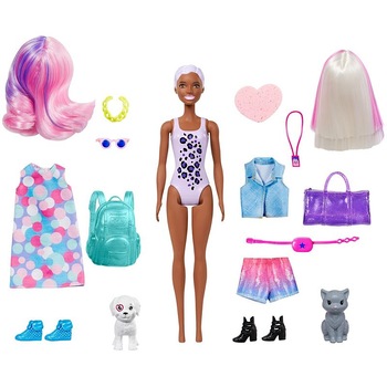 Papusa Barbie, Ultimate Color Reveal, colectia Day-To-Night, papusa surpriza, 25 de accesorii secrete, tematica de la carnaval la concert, 3 ani+ Papusa Barbie, Ultimate Color Reveal, colectia Day-To-Night, papusa surpriza, 25 de accesorii secrete, tematica de la carnaval la concert, 3 ani+