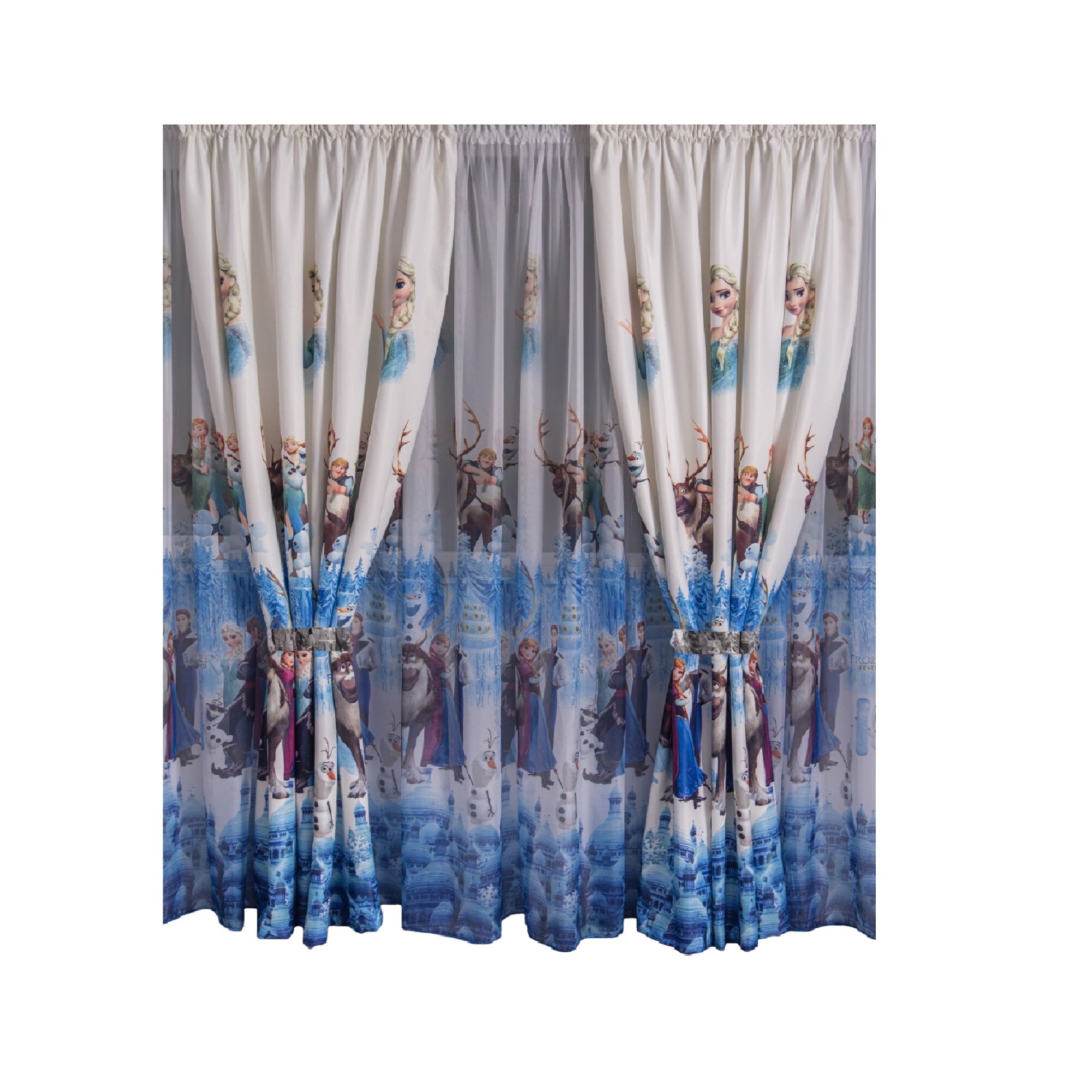 Set 2 draperii si perdea pentru copii, 2x125x225cm, 1x250x225cm, cu rejansa, Model Fr