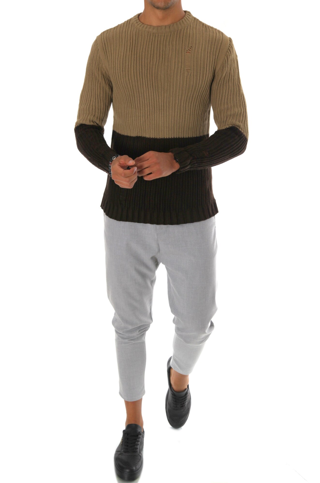 Pulover barbati, T3578, slim fit, Maro