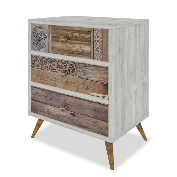 Скрин DK STYLE Лог 0320, Сиво/бял, 50х35х68см