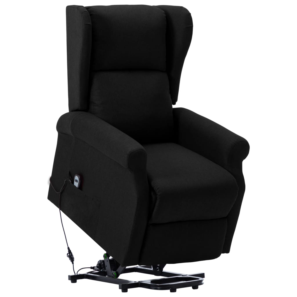 Fotoliu rabatabil cu ridicare electric vidaXL, Tesatura, 77 x 89 x 108 cm Negru