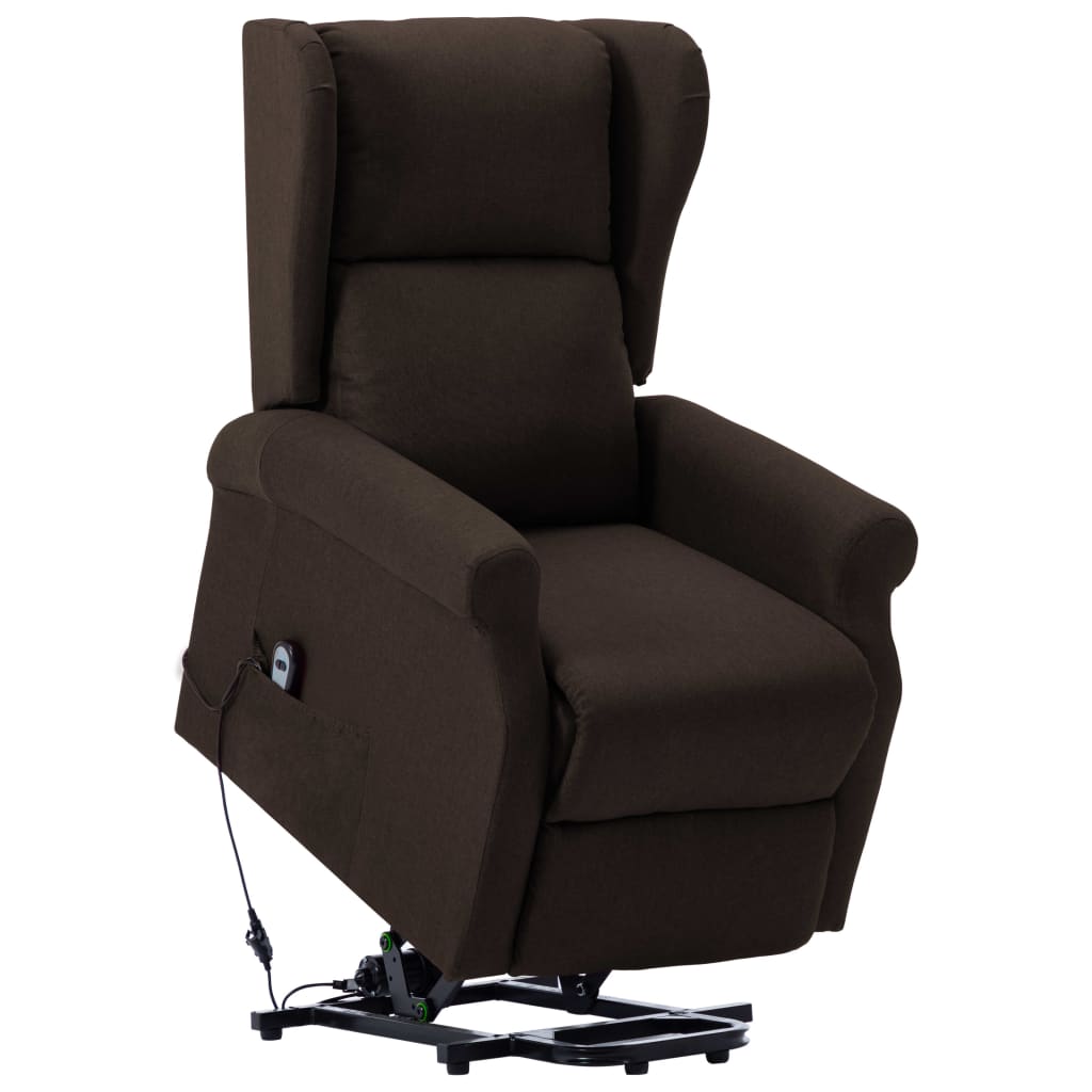 Fotoliu rabatabil cu ridicare electric vidaXL, Tesatura, 77 x 89 x 108 cm Maro inchis