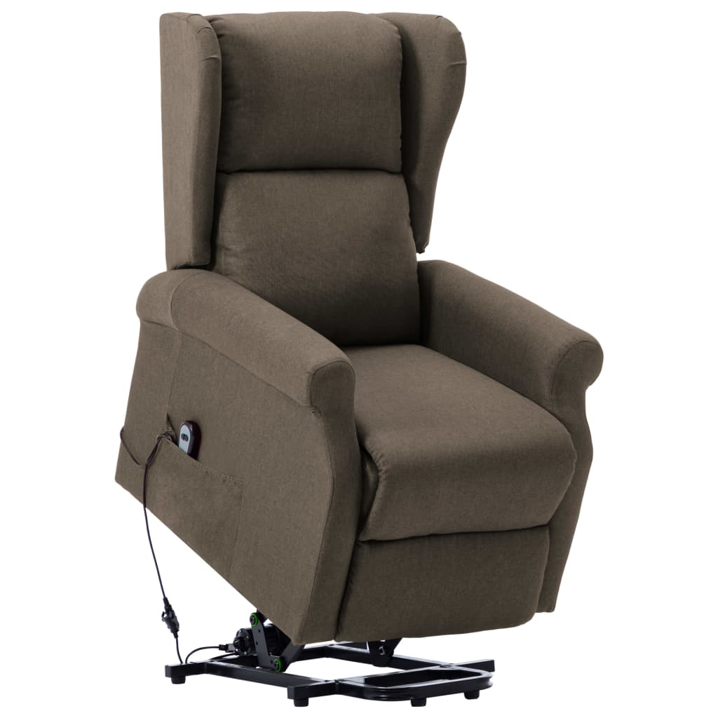 Fotoliu rabatabil cu ridicare electric vidaXL, Tesatura, 77 x 89 x 108 cm Taupe