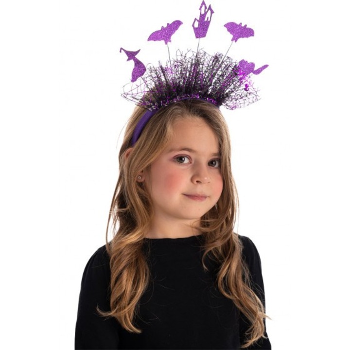 Halloween fejpánt lila denevérekkel
