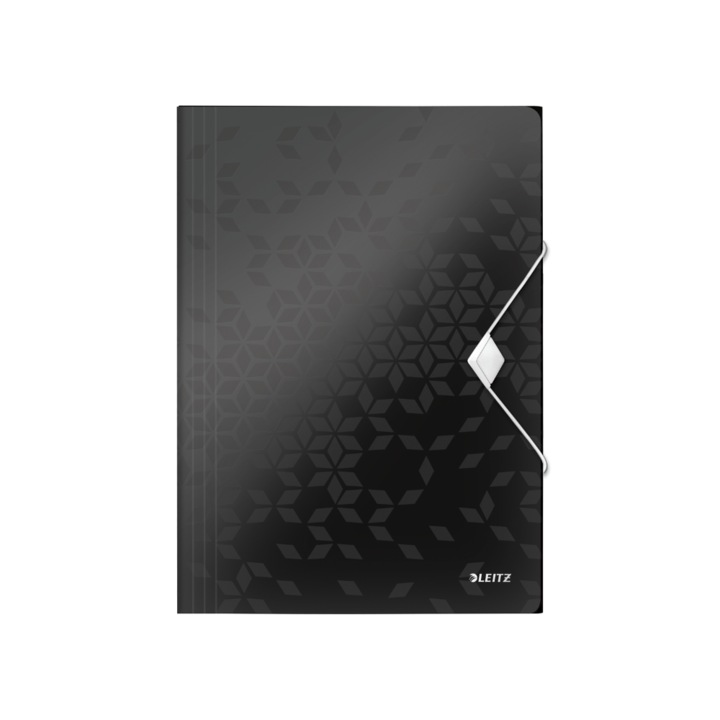 Mapa Leitz WOW, PP, cu elastic, A4, negru