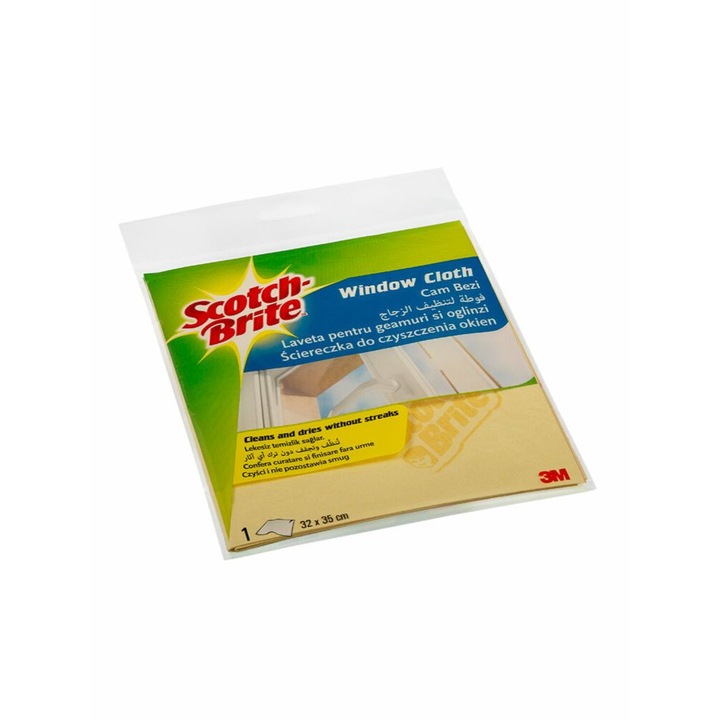 Laveta pentru Geamuri si Oglinzi SCOTCH BRITE, 32x35 cm, Galbena, Lavete din Microfibra, Set Lavete, Laveta Universala, Lavete Universale, Lavete pentru Curatenie, Lavete Menaj, Lavete pentru Bucatarie, Lavete pentru Vase, Laveta Universala
