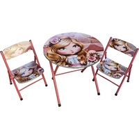 masuta pliabila pentru copii din mdf novokids round folding table cu doua scaune pliabile diametru 60 cm 2 niveluri de inaltime suprafata lucioasa model printesa roz imagen 16_0_
0