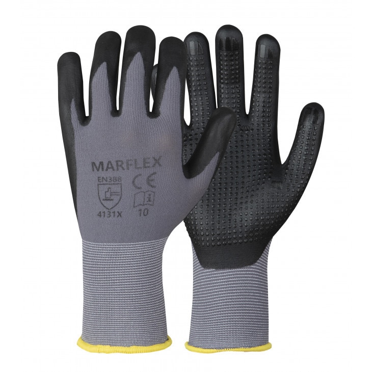 Manusi Marflex de protectie marimea L negre fabricate din nailon acoperite cu nitril