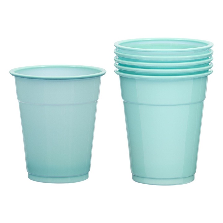 Set 20 de Pahare din Plastic Verde Menta 300ml