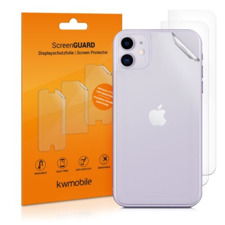 3 darabos készlet védőburkolatok Apple iPhone 11, kwmobile, hátlap, átlátszó, 49790.5