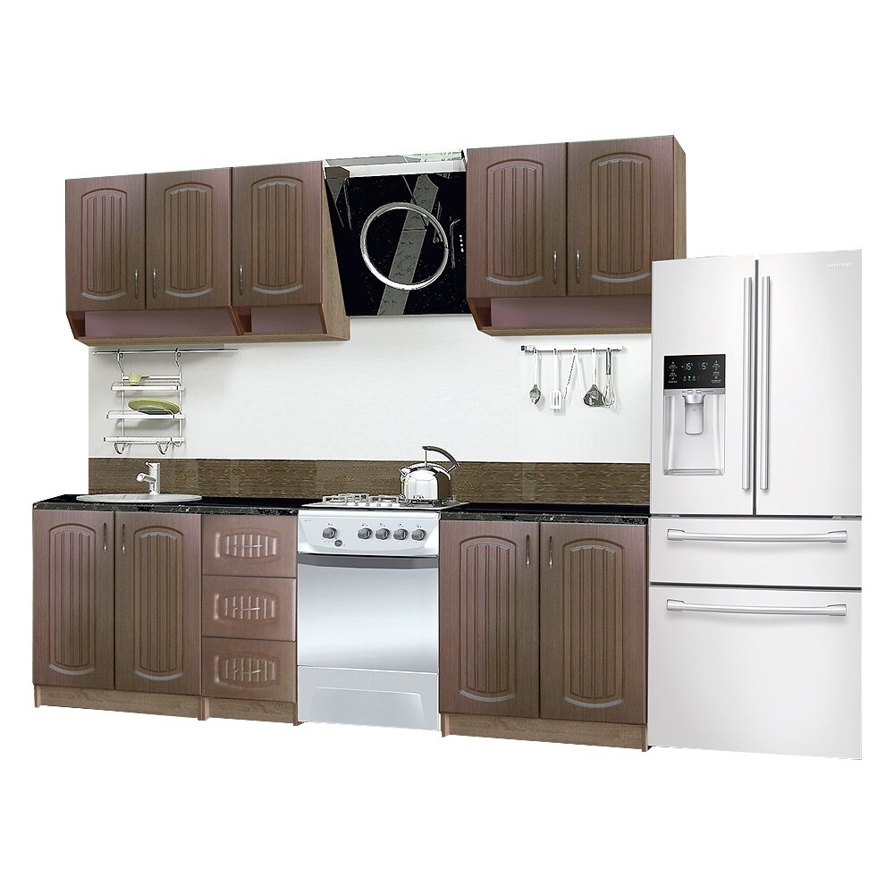 Set Bucatarie, COROLA 2m MDF, 200x60x200cm, Sonoma/Fineline Mocca
