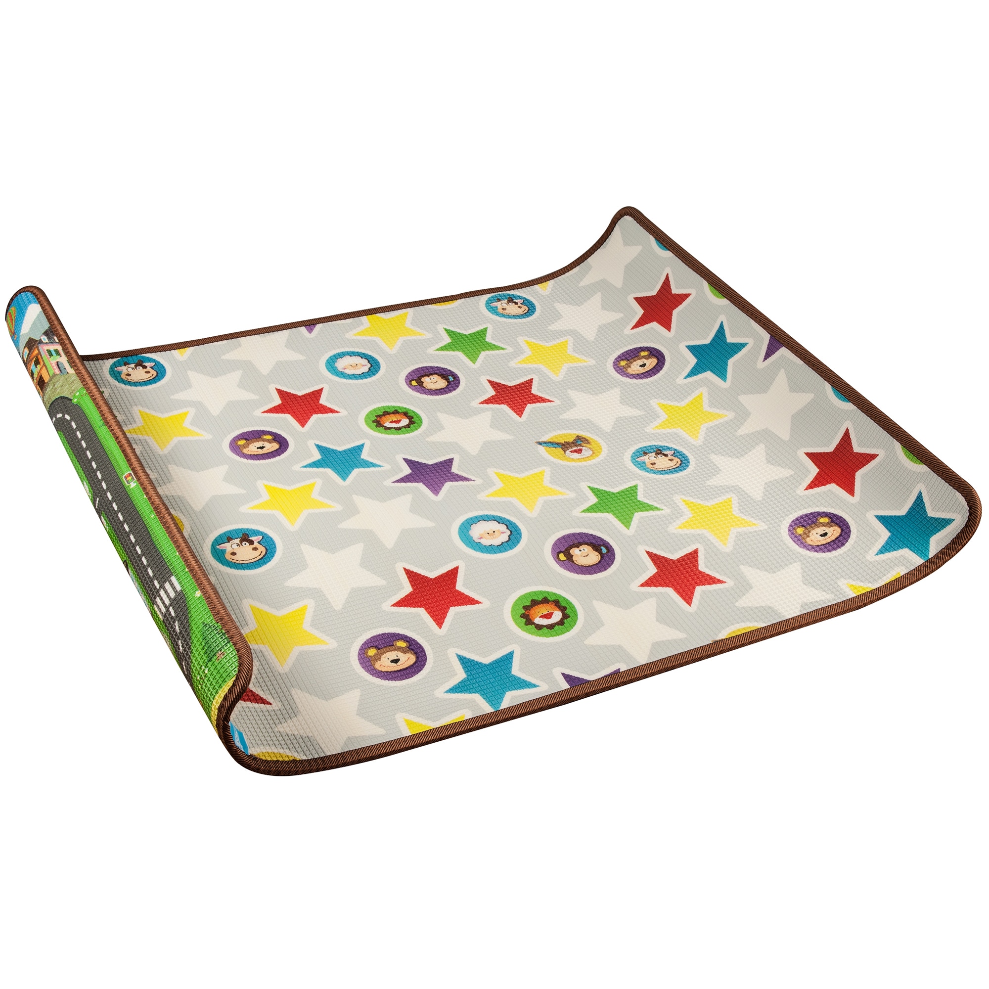 Covor educativ copii U-GROW cu 2 fete, 160 x 120 x 1 cm