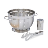 Set preparare paste, spaghetti, 3 piese, strecuratoare, dozator pentru parmezan, Relaxdays