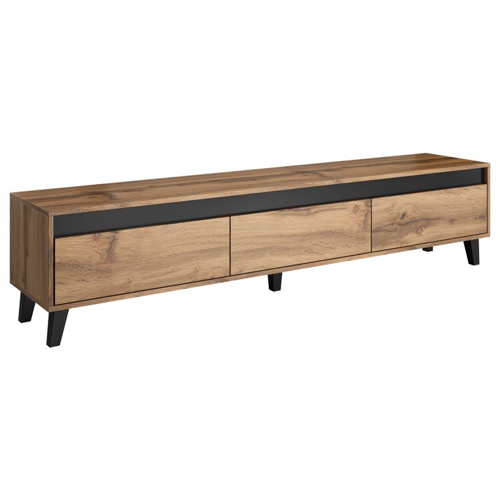 Comoda TV Elsie, MIRJAN24, stejar wotan / stejar wotan + antracit, 185x38x42 cm