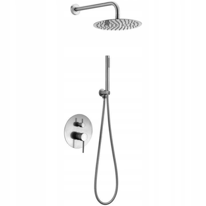 Set Dus De Ploaie, Rea, Lungo, 25 x 25 x 2 mm, Otel, Finisaj Crom, Cap Ceramic, Montaj Incastrat, Design Universal Si Modern, Crom