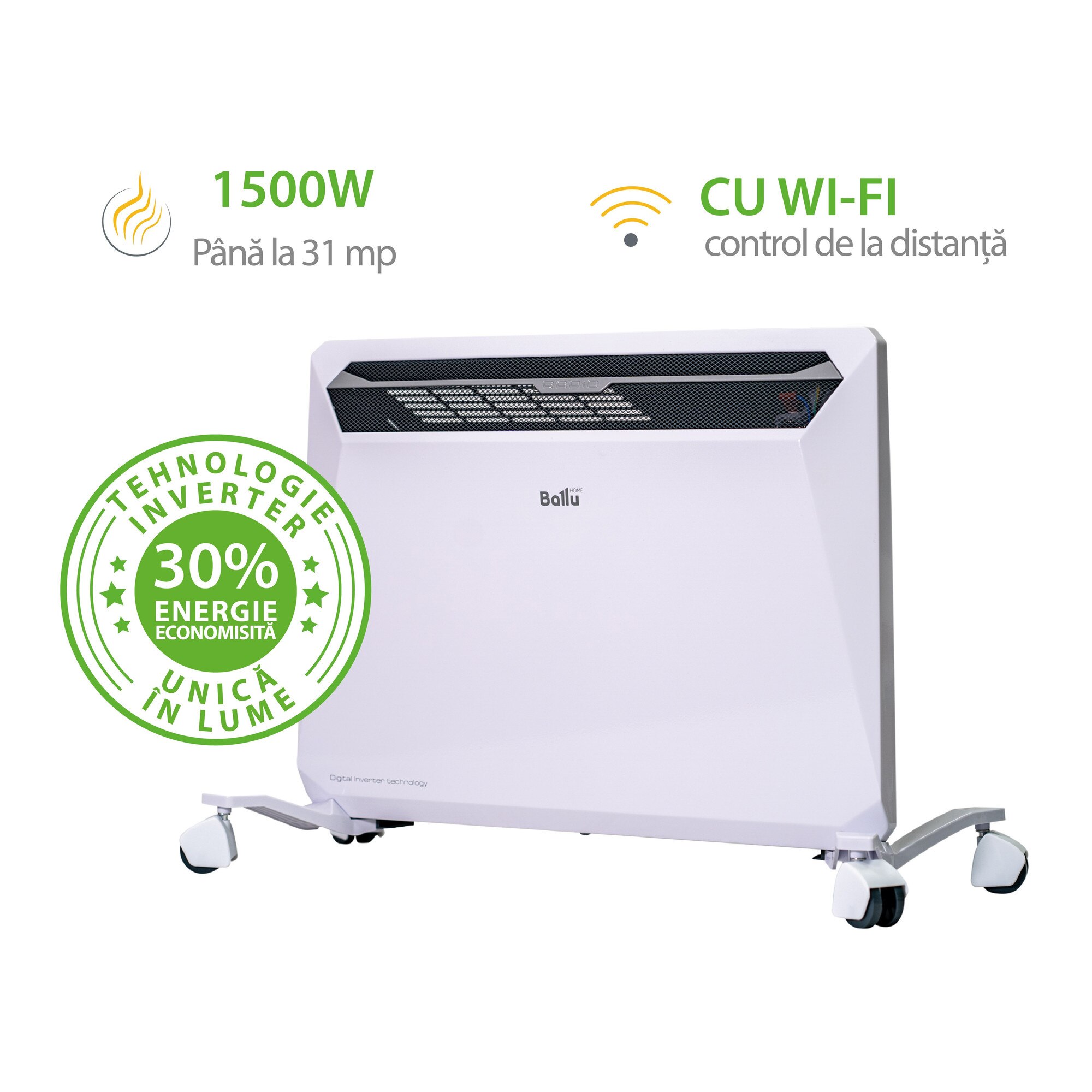 Convector electric Rapid de 1500 W cu Inverter si Wi-Fi - eMAG.ro
