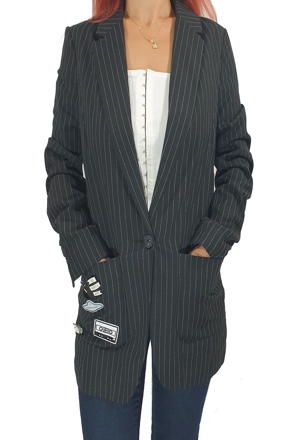 Sacou dama Tally Weijl,negru cu dungi, Negru