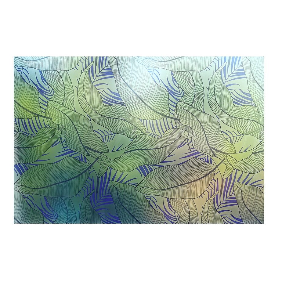 Folie decorativa pentru geam autoadeziva frunze albastre, 5 m x 1 m