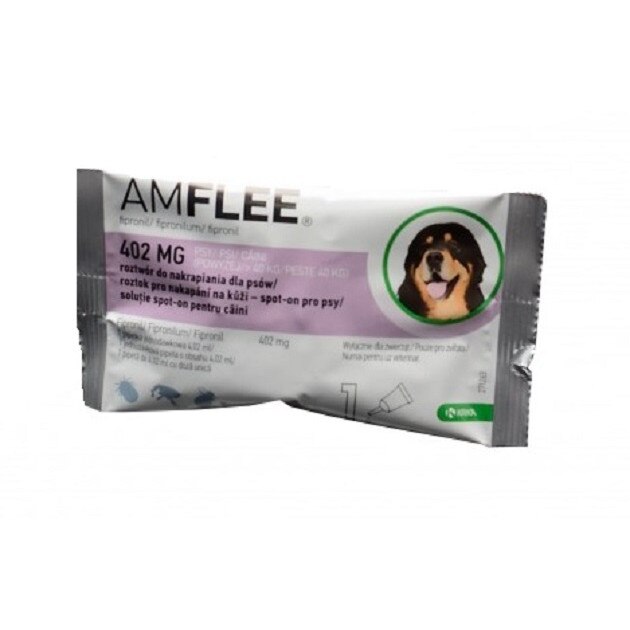Pipeta Antiparazitara Caine Amflee Spot-On peste 40 kg, 402 mg