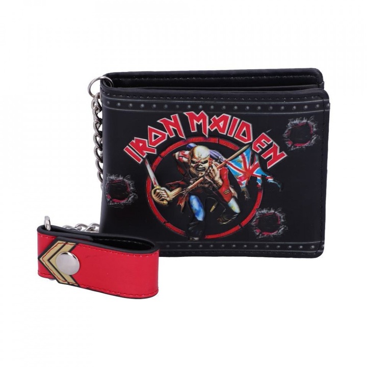 Férfi ökológiai bőr összecsukható pénztárca Iron Maiden modelllánccal 10 cm