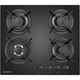Plita incorporabila Heinner HBH-V4IWFGBK, Gaz, 4 arzatoare, Arzator wok, Aprindere electrica integrata, Gratar fonta, 58 cm, Sticla neagra