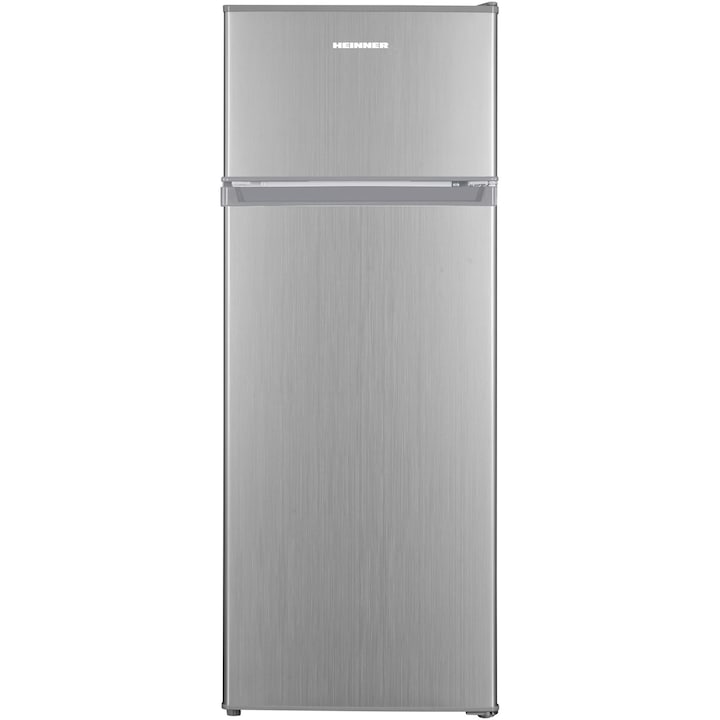 Хладилник с 2 врати Heinner HF-H2206SF+, 205 л, Клас F, LED светлина, H 143 см, Сребрист
