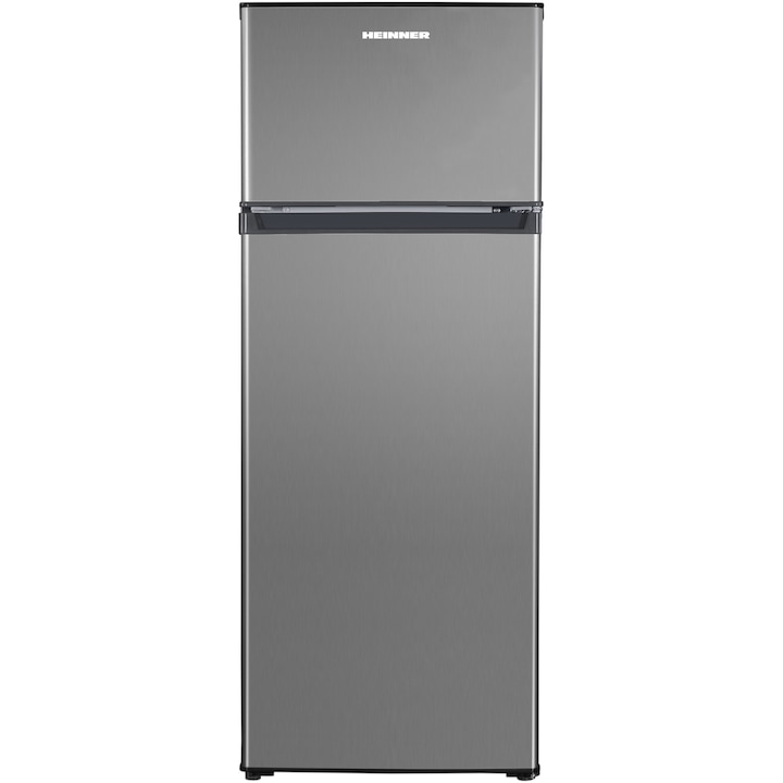 Хладилник с 2 врати Heinner HF-H2206XF+, 205 л, Клас F, LED светлина, H 143 см, Inox