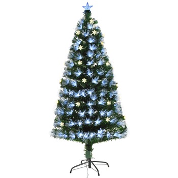 Brad artificial, ProCart, cu fibra optica si fulgi de zapada iluminati LED, 180 cm, varf stea Brad artificial, ProCart, cu fibra optica si fulgi de zapada iluminati LED, 180 cm, varf stea