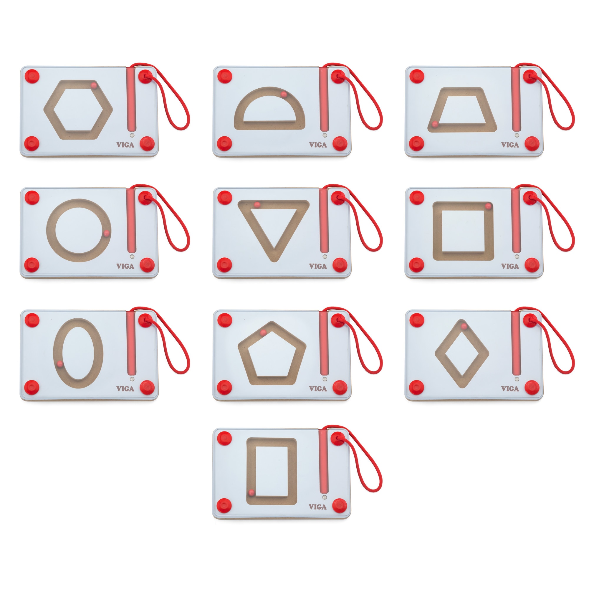 Set magnetic de scriere Forme geometrice, Viga, 10 piese, lemn