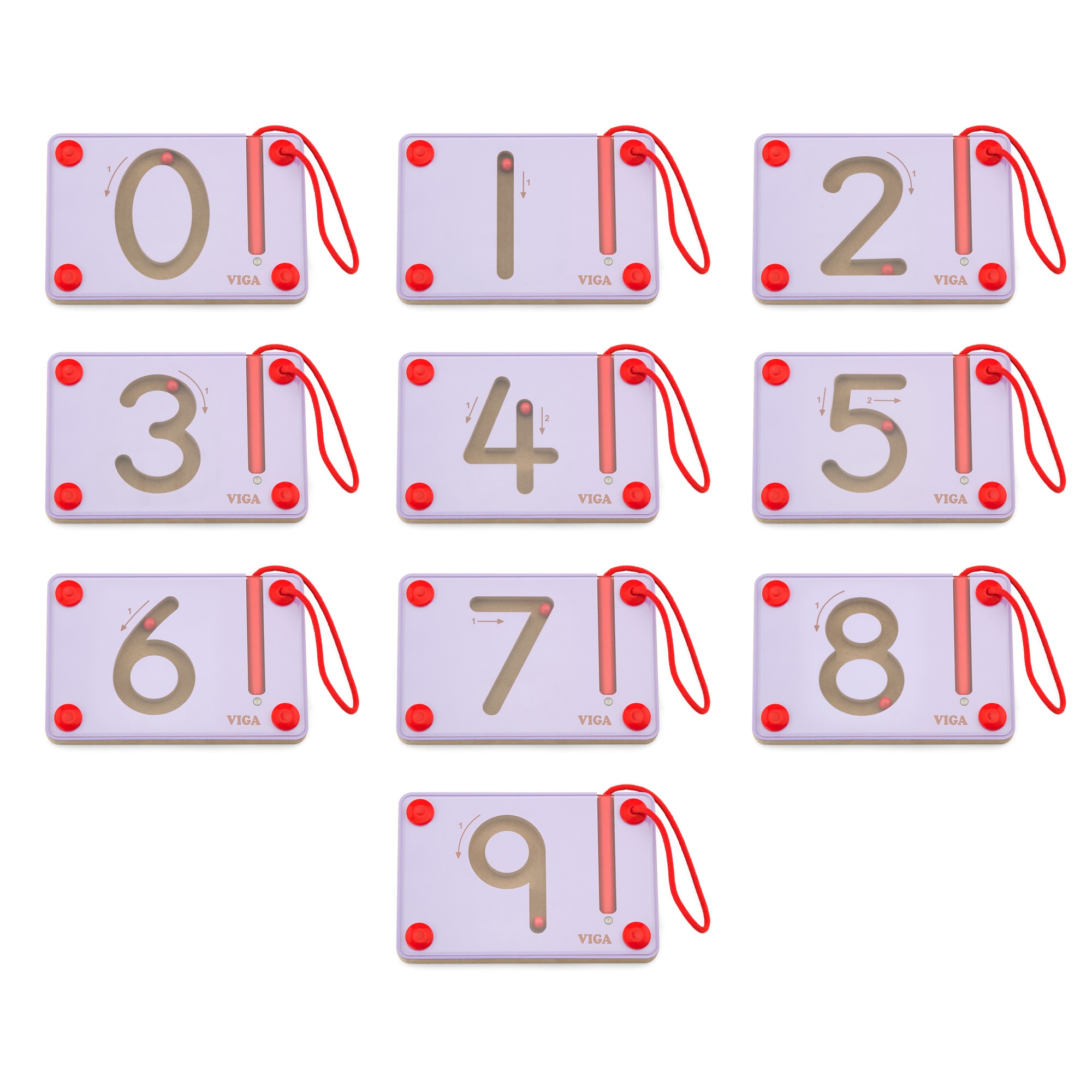 Set magnetic de scriere Cifre, Viga, 10 piese, lemn