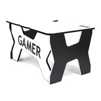 Birou gaming, Generic Comfort, Gamer2 NW, Alb/Negru