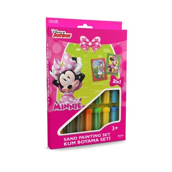 Set creativ pictura cu nisip colorat, Minnie Mouse & Daisy Duck, Disney, 2 planse 16,5 x 23,5 cm, 15 tuburi nisip multicolor, 1 penseta, 2 folii protectie, + 3 ani Set creativ pictura cu nisip colorat, Minnie Mouse & Daisy Duck, Disney, 2 planse 16,5 x 23,5 cm, 15 tuburi nisip multicolor, 1 penseta, 2 folii protectie, + 3 ani