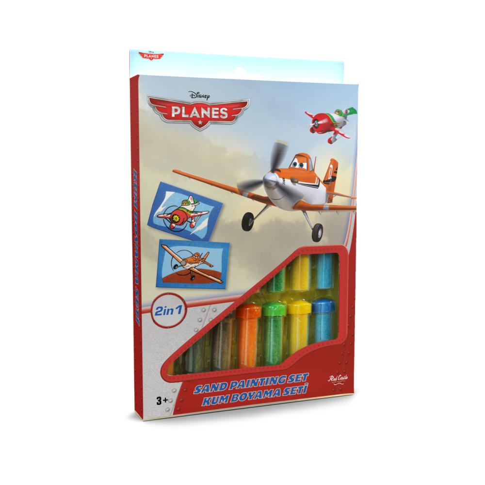Set creativ pictura cu nisip colorat, Avioane – Dusty Crophopper & El Chupacabra, Disney, 2 planse 16,5 x 23,5 cm, 15 tuburi nisip multicolor, 1 penseta, 2 folii protectie, + 3 ani