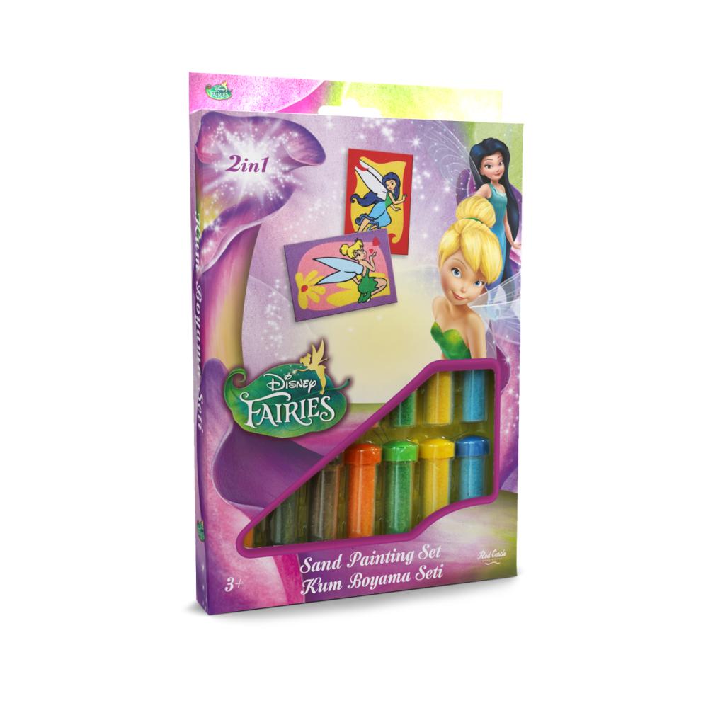 Set creativ pictura cu nisip colorat, Tinker Bell & Silvermist, Disney, 2 planse 16,5 x 23,5 cm, 15 tuburi nisip multicolor, 1 penseta, 2 folii protectie, + 3 ani