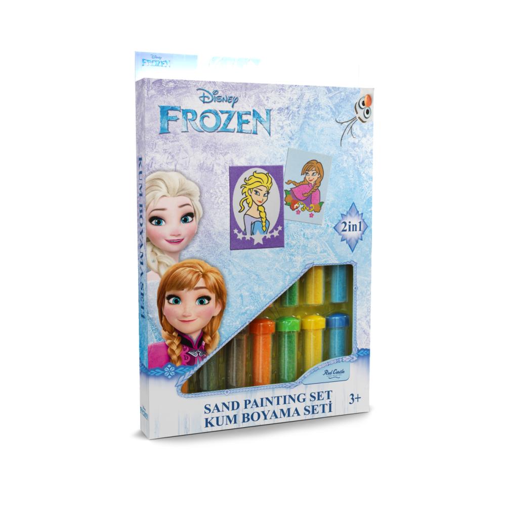 Set creativ pictura cu nisip colorat, Frozen, Disney, 2 planse 16,5 x 23,5 cm, 15 tuburi nisip multicolor, 1 penseta, 2 folii protectie, + 3 ani