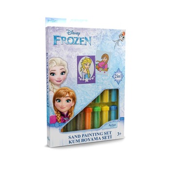 Set creativ pictura cu nisip colorat, Frozen, Disney, 2 planse 16,5 x 23,5 cm, 15 tuburi nisip multicolor, 1 penseta, 2 folii protectie, + 3 ani Set creativ pictura cu nisip colorat, Frozen, Disney, 2 planse 16,5 x 23,5 cm, 15 tuburi nisip multicolor, 1 penseta, 2 folii protectie, + 3 ani