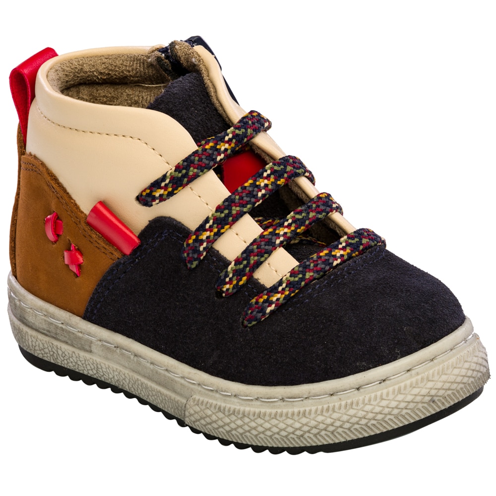 Ghete piele Kidopo colorful Leaps albastru cu maro, marimea 29