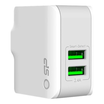 Incarcator de retea 12W - 2.4 A, 2 x USB, Siliconpower Boost Charger, cu adaptoare priza UK/EU/AU, SmartDetect, protectie, alb Incarcator de retea 12W - 2.4 A, 2 x USB, Siliconpower Boost Charger, cu adaptoare priza UK/EU/AU, SmartDetect, protectie, alb
